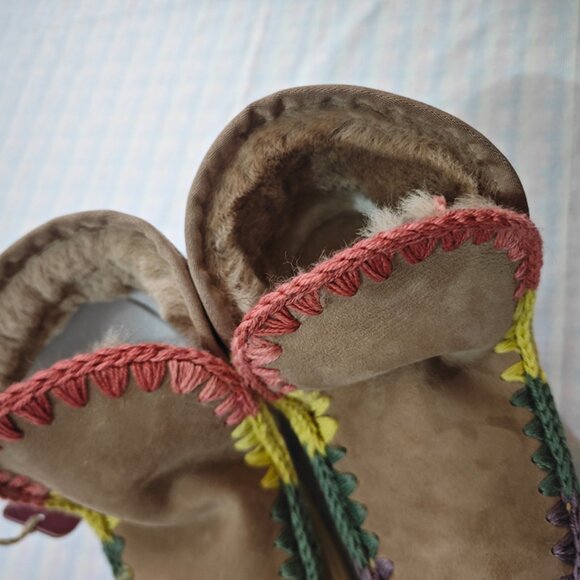 Mou Rainbow Crochet Stitched Ankle Boots - Picture 4 of 8